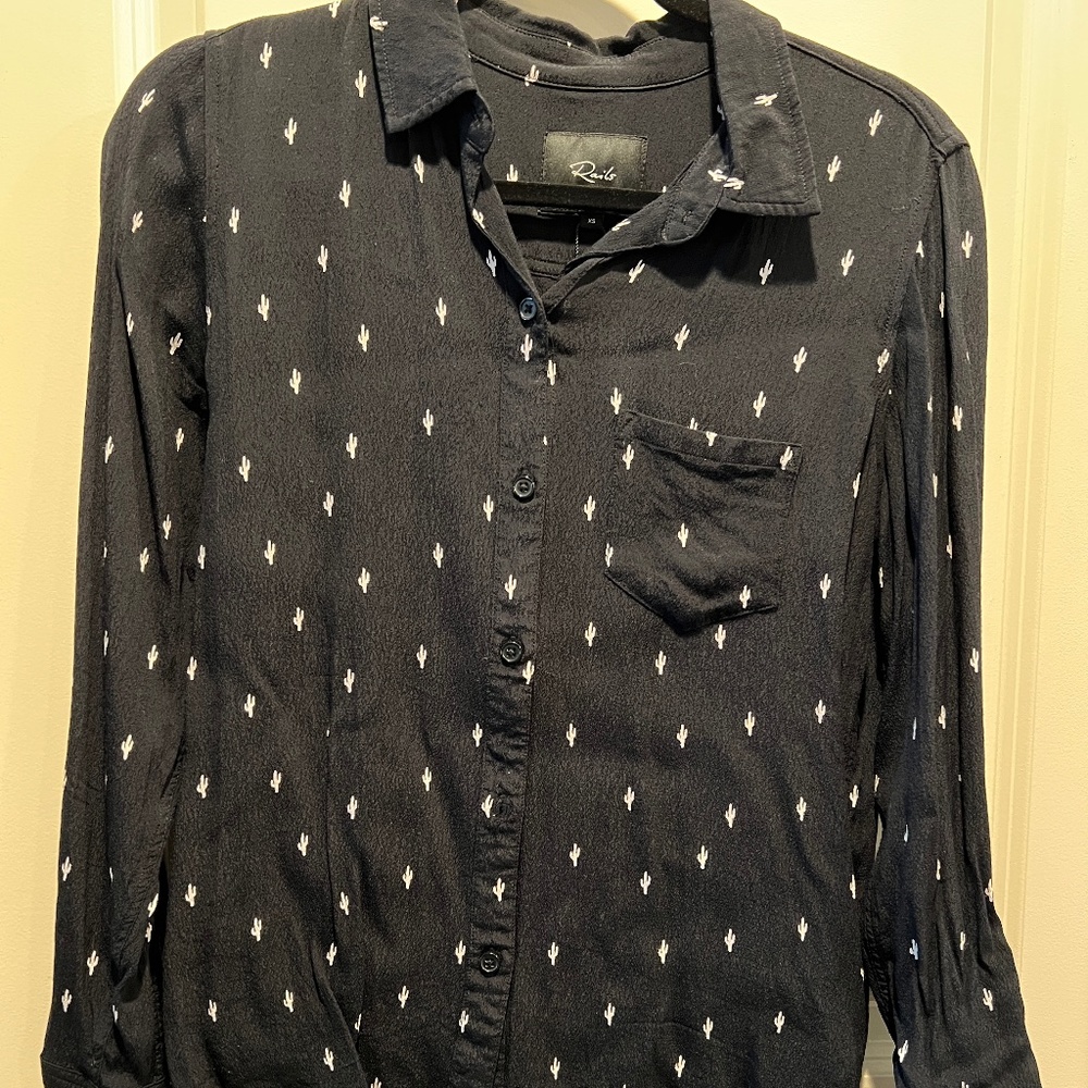 Rails Kate cactus print black button up XS